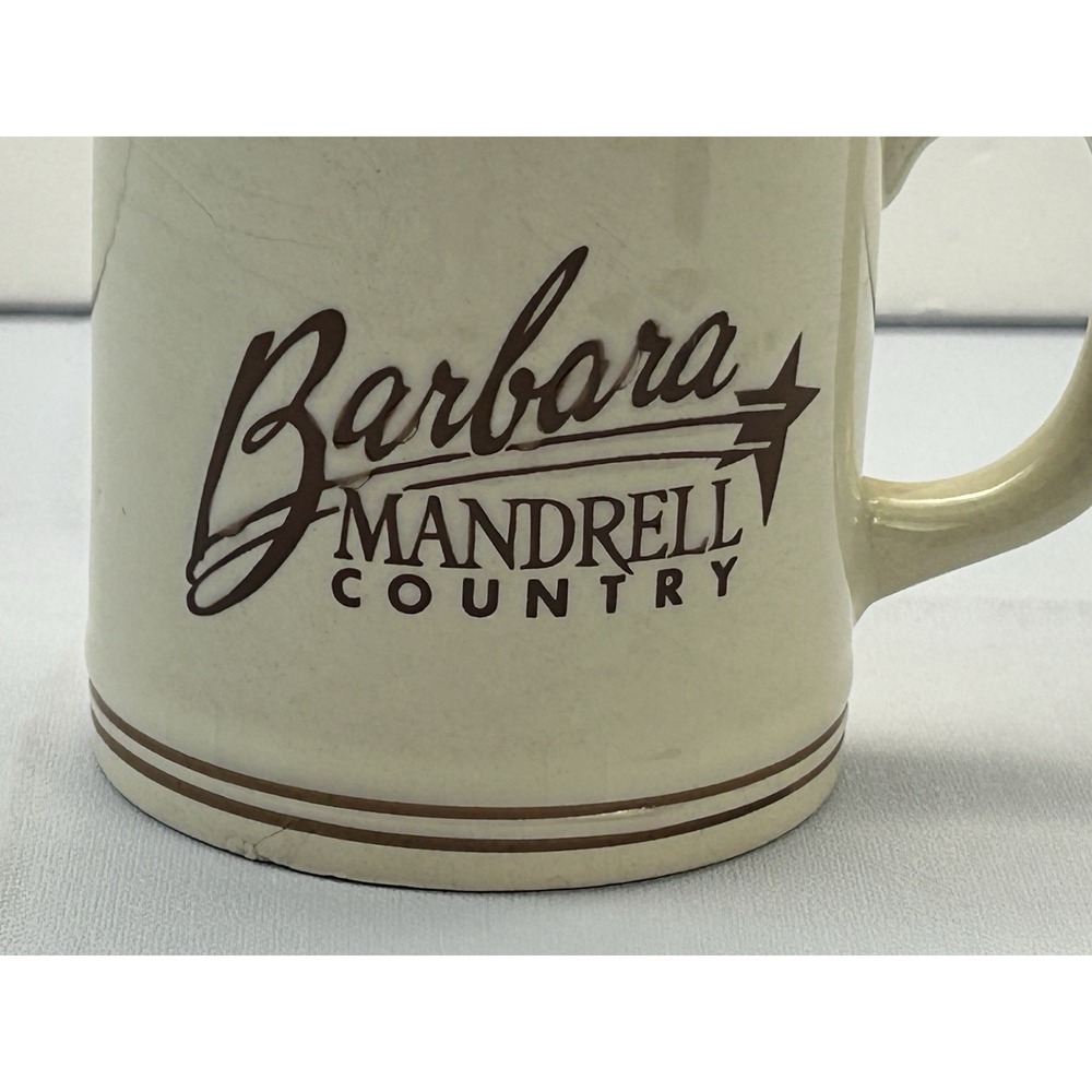 Vintage Barbara Mandrell Country Coffee Mug Cup Cream Brown Stoneware Crazing - Picture 11 of 11